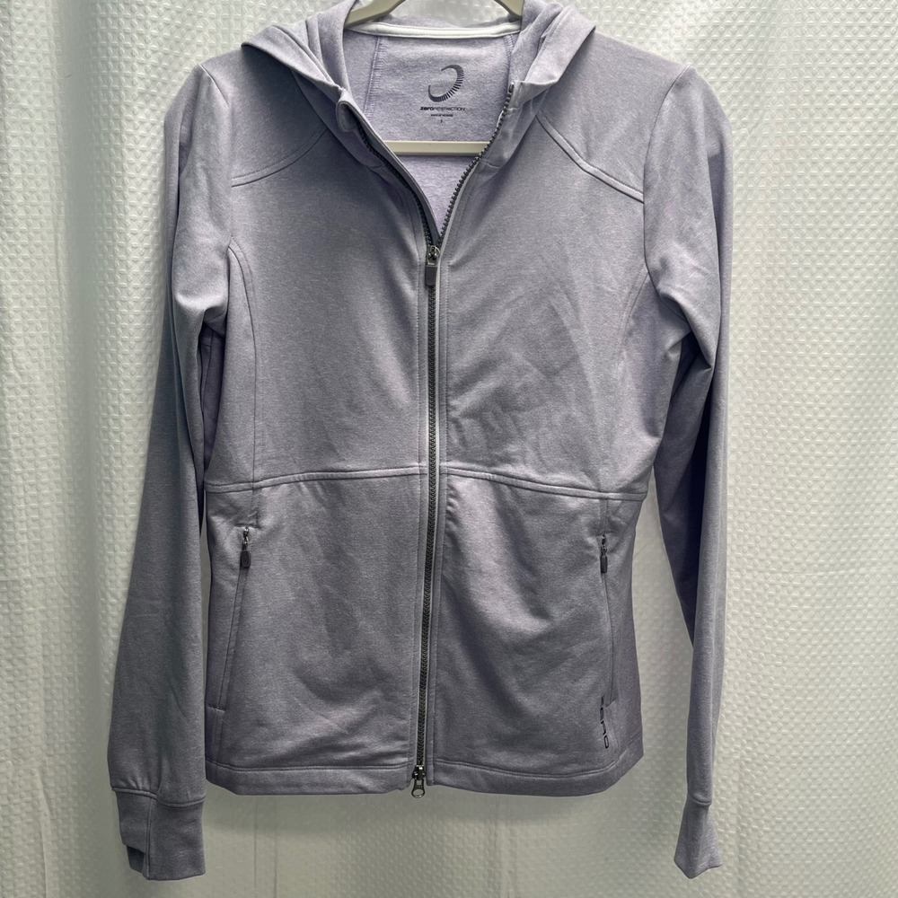 Zero Restriction Womens Elle Lavender Full Zip Hoodie Thumbhole Jacket Small